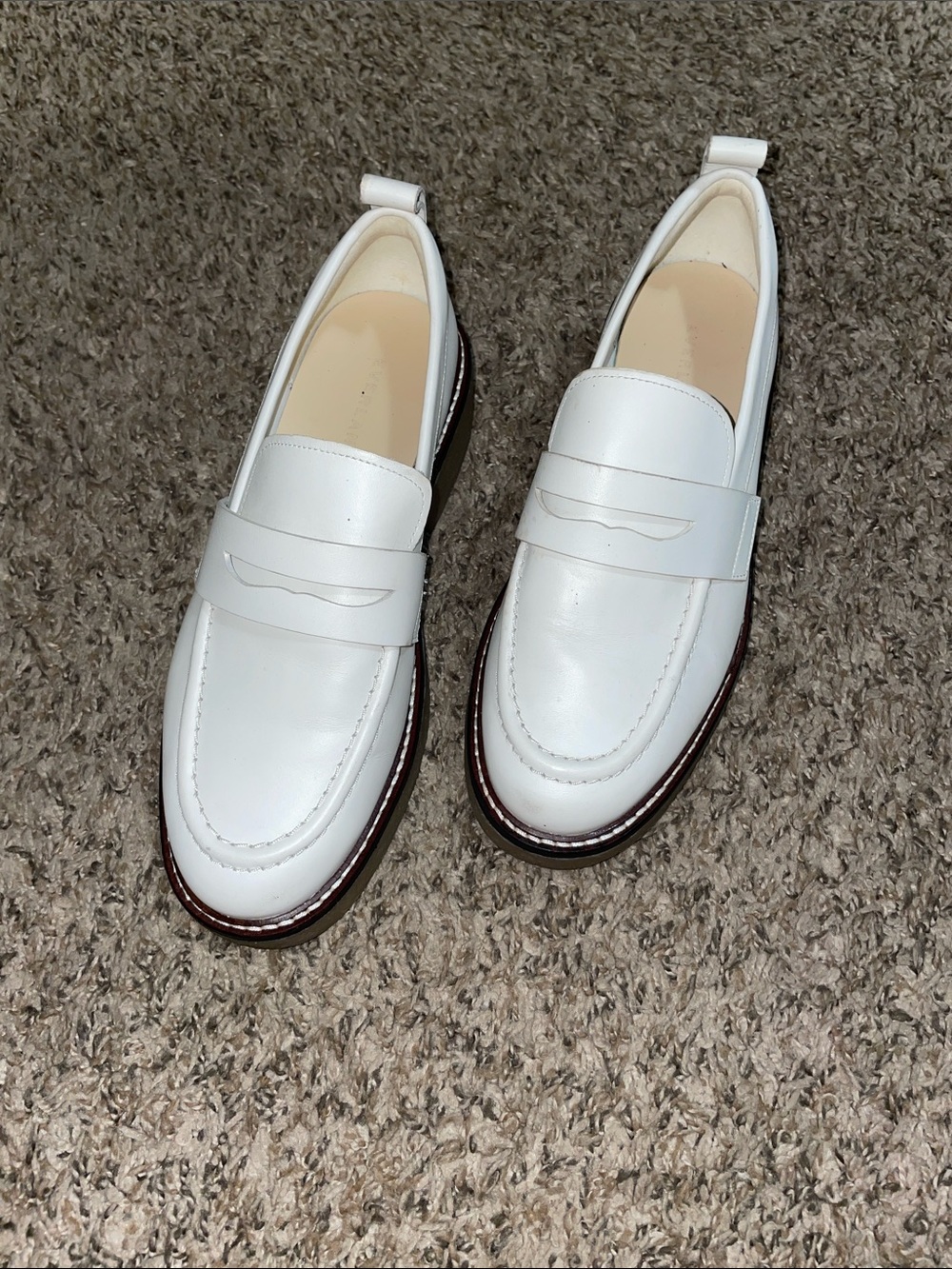 Everlane White Leather Penny Loafers
